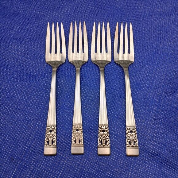 Oneida Community Coronation 1936 Set 4 Salad Fork 6.25" Antique Silverplate - Picture 3 of 6